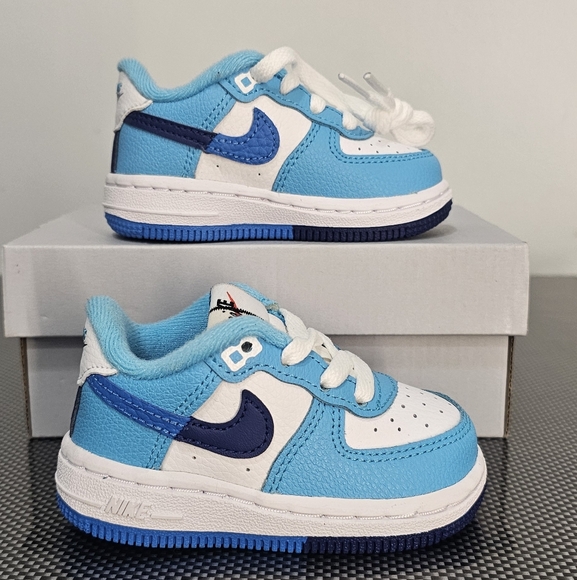 Nike Force 1 With Box Unisex Baby Shoes Size 4c Boy Girl Blue - Picture 1 of 6